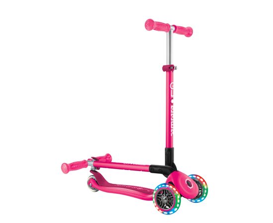 Самокат Globber Primo Foldable Lights колеса с подсветкой до 50 кг. 3+ Розовый (432-110-3), изображение 6 Самокат Globber Primo Foldable Lights колеса с подсветкой до 50 кг. 3+ Розовый (432-110-3), изображение 6