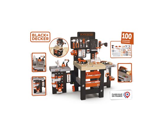 Игровой набор Smoby Блэк + Деккер. Мега Мастерская 3 в 1, 100 аксессуаров (360726), изображение 2 Игровой набор Smoby Блэк + Деккер. Мега Мастерская 3 в 1, 100 аксессуаров (360726), изображение 2