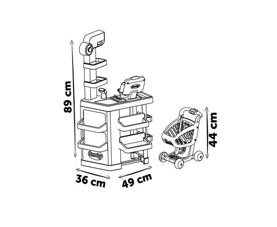 Игровой набор Smoby Интерактивный маркет с тележкой, звук. эффектом, аксессуарами 48,9 х 38,5 х 89,6 см (350238), изображение 3