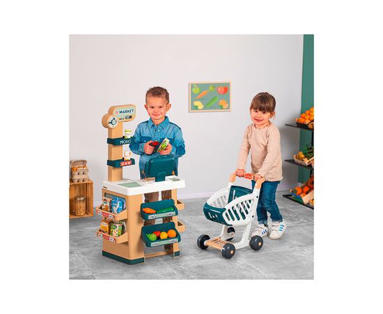 Игровой набор Smoby Интерактивный маркет с тележкой, звук. эффектом, аксессуарами 48,9 х 38,5 х 89,6 см (350238), изображение 4