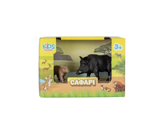Фигурка Kids Team набор Сафари Дикий кабан черный и детеныш (Q9899-A33_1), изображение 2 Фигурка Kids Team набор Сафари Дикий кабан черный и детеныш (Q9899-A33_1), изображение 2