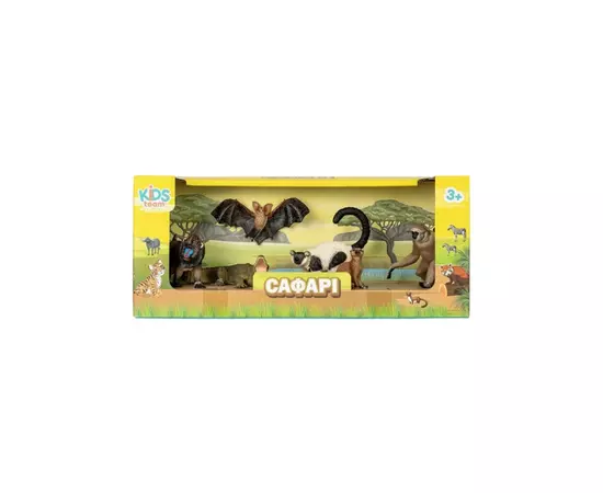 Фигурка Kids Team набор Сафари Мандрил, лемур Сифака, Гибон, Сурикат, Летучая мышь, Крокодил (Q9899-C15_1), изображение 2 Фигурка Kids Team набор Сафари Мандрил, лемур Сифака, Гибон, Сурикат, Летучая мышь, Крокодил (Q9899-C15_1), изображение 2