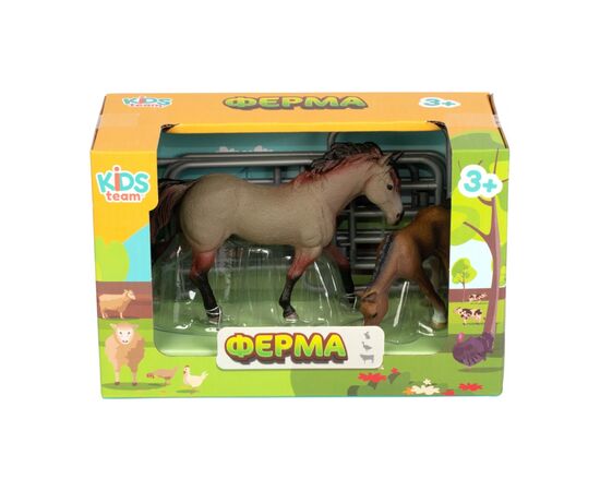Фигурка Kids Team набор Ферма соврасая лошадь (серый окрас) с жеребенком (Q9899-X5_3), изображение 2