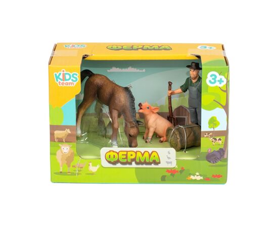 Фигурка Kids Team набор Ферма жеребёнок, поросёнок, фермер (Q9899-T1_3), изображение 2 Фигурка Kids Team набор Ферма жеребёнок, поросёнок, фермер (Q9899-T1_3), изображение 2