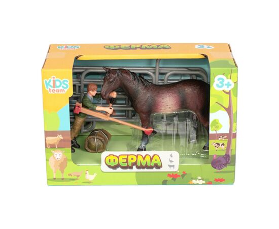 Фигурка Kids Team набор Ферма фермер, тёмно-гнедая лошадь (Q9899-X3_2), изображение 2 Фигурка Kids Team набор Ферма фермер, тёмно-гнедая лошадь (Q9899-X3_2), изображение 2