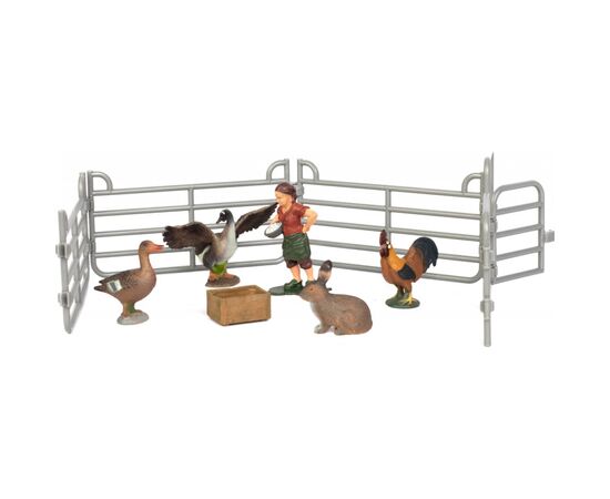 Фигурка Kids Team набор Ферма фермерша, утка, гусь, петух, кролик (Q9899-X14_3)