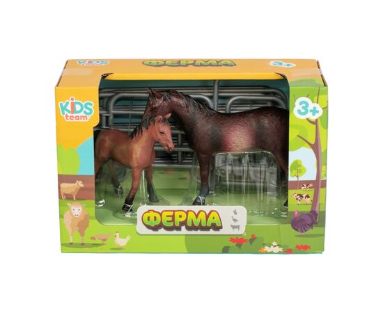 Фигурка Kids Team набор Ферма Тёмно-гнедая лошадь с жеребёнком (Q9899-X5_2), изображение 2 Фигурка Kids Team набор Ферма Тёмно-гнедая лошадь с жеребёнком (Q9899-X5_2), изображение 2