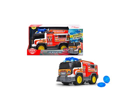 Спецтехника Dickie Toys Спасательная служба с лестницей, с функцией стрельбы диск., со зв. и св. эфф., 30 см (3306020), изображение 2 Спецтехника Dickie Toys Спасательная служба с лестницей, с функцией стрельбы диск., со зв. и св. эфф., 30 см (3306020), изображение 2