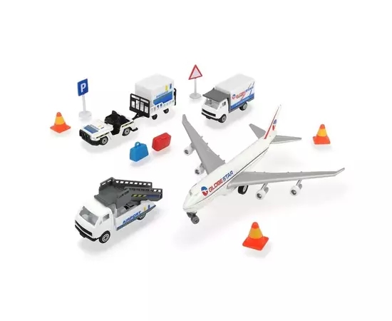 Игровой набор Dickie Toys Аэропорт, 3 машинки, 1 самолет, 13 аксессуаров (3743001)