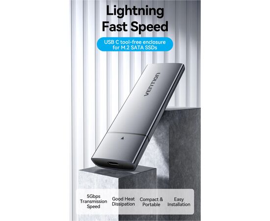 Карман внешний Vention SSD M.2 (NGFF) B&M-key USB Type-C 3.2 (KPFH0), изображение 2 Карман внешний Vention SSD M.2 (NGFF) B&M-key USB Type-C 3.2 (KPFH0), изображение 2