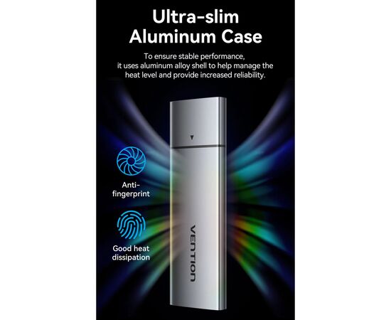 Карман внешний Vention SSD M.2 (NGFF) B&M-key USB Type-C 3.2 (KPFH0), изображение 6 Карман внешний Vention SSD M.2 (NGFF) B&M-key USB Type-C 3.2 (KPFH0), изображение 6