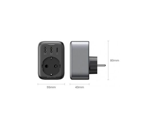 Зарядний пристрій Ugreen 3xUSB 30W Outlet Extender (2хUSB-A+USB-C) CD314 (90613), зображення 6