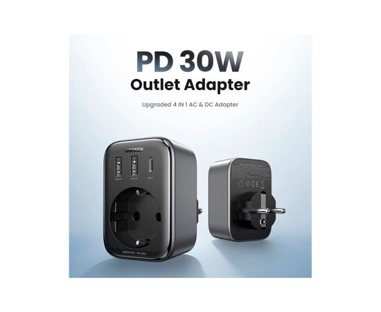 Зарядний пристрій Ugreen 3xUSB 30W Outlet Extender (2хUSB-A+USB-C) CD314 (90613), зображення 8
