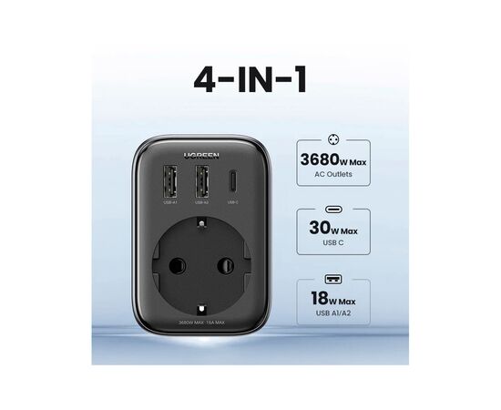 Зарядний пристрій Ugreen 3xUSB 30W Outlet Extender (2хUSB-A+USB-C) CD314 (90613), зображення 9