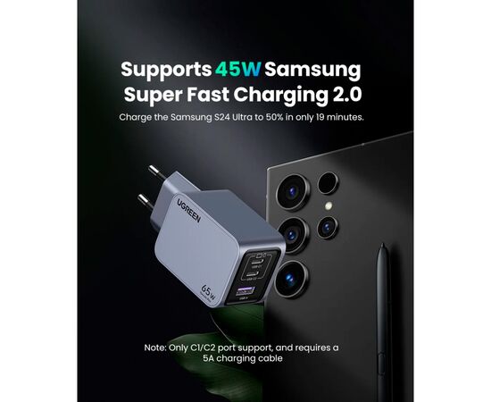 Зарядное устройство Ugreen 3xUSB 65W (2хUSB-C+USB-A) Gan Nexode Pro X755 (25871), изображение 10 Зарядное устройство Ugreen 3xUSB 65W (2хUSB-C+USB-A) Gan Nexode Pro X755 (25871), изображение 10