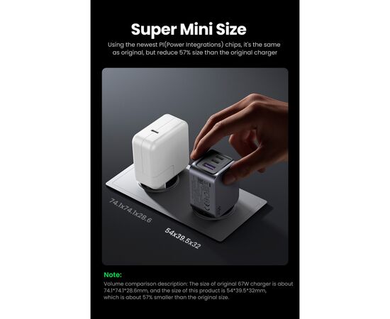 Зарядное устройство Ugreen 3xUSB 65W (2хUSB-C+USB-A) Gan Nexode Pro X755 (25871), изображение 7 Зарядное устройство Ugreen 3xUSB 65W (2хUSB-C+USB-A) Gan Nexode Pro X755 (25871), изображение 7