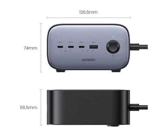Зарядное устройство Ugreen 4xUSB 100W Nexode Pro (3хUSB-C+USB-A+2хSchuko) CD270 (60167), изображение 6 Зарядное устройство Ugreen 4xUSB 100W Nexode Pro (3хUSB-C+USB-A+2хSchuko) CD270 (60167), изображение 6