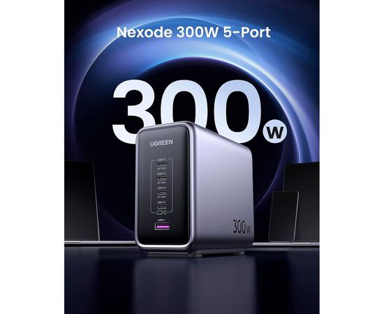 Зарядное устройство Ugreen 5xUSB 300W Nexode (5хUSB-C) CD333 (90903B), изображение 2 Зарядное устройство Ugreen 5xUSB 300W Nexode (5хUSB-C) CD333 (90903B), изображение 2