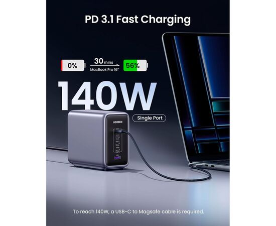 Зарядное устройство Ugreen 5xUSB 300W Nexode (5хUSB-C) CD333 (90903B), изображение 3 Зарядное устройство Ugreen 5xUSB 300W Nexode (5хUSB-C) CD333 (90903B), изображение 3