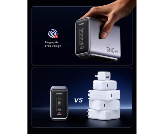 Зарядное устройство Ugreen 5xUSB 300W Nexode (5хUSB-C) CD333 (90903B), изображение 9 Зарядное устройство Ugreen 5xUSB 300W Nexode (5хUSB-C) CD333 (90903B), изображение 9