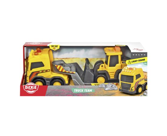 Спецтехніка Dickie Toys Вантажівка Вольво зі звук. та світл. ефект., з навантажувачем, 32 см (3725009), зображення 2 Спецтехніка Dickie Toys Вантажівка Вольво зі звук. та світл. ефект., з навантажувачем, 32 см (3725009), зображення 2