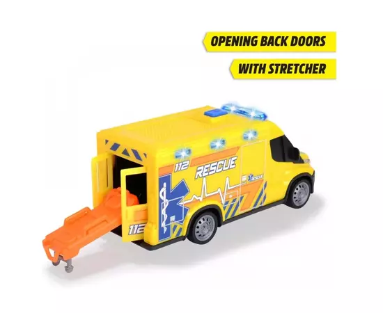 Игровой набор Dickie Toys Автомобиль Скорая помощь с носилками, со звук. и свет. эффект., 1:32 18 см (3713014), изображение 6 Игровой набор Dickie Toys Автомобиль Скорая помощь с носилками, со звук. и свет. эффект., 1:32 18 см (3713014), изображение 6