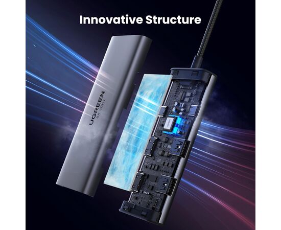 Концентратор Ugreen USB3.1 Type-C to HDMIx2 4K60Hz (8k30Hz)/USB3.0x2/Type-C/PD 100W CM498 (15852), изображение 8 Концентратор Ugreen USB3.1 Type-C to HDMIx2 4K60Hz (8k30Hz)/USB3.0x2/Type-C/PD 100W CM498 (15852), изображение 8