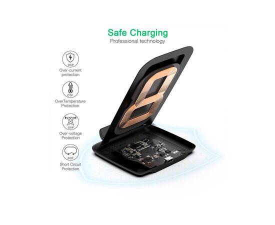 Зарядное устройство Choetech 15W Fast Wireless Charging Stand 2coils black (T555-F-BK), изображение 9 Зарядное устройство Choetech 15W Fast Wireless Charging Stand 2coils black (T555-F-BK), изображение 9
