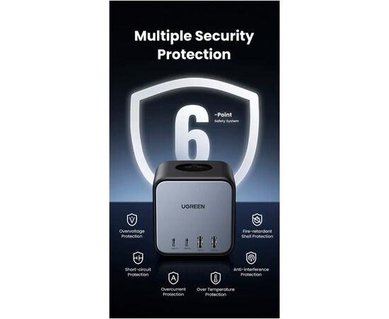 Зарядное устройство Ugreen 4xUSB 65W DigiNest Cube (2хUSB-C+2xUSB-A) CD268 (60113), изображение 9 Зарядное устройство Ugreen 4xUSB 65W DigiNest Cube (2хUSB-C+2xUSB-A) CD268 (60113), изображение 9