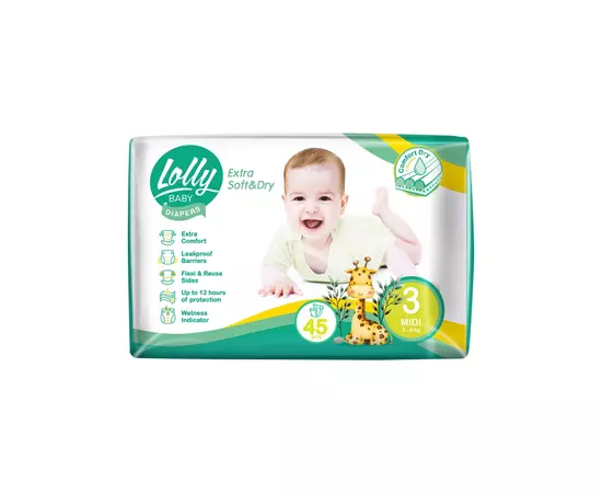 Подгузники Lolly Soft Midi 3 4-9 кг 45 шт (4820174981259)