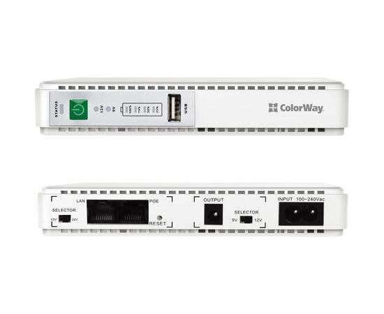 Источник бесперебойного питания ColorWay CW-PB088LI1WT 21W (CW-PB088LI1WT), изображение 4 Источник бесперебойного питания ColorWay CW-PB088LI1WT 21W (CW-PB088LI1WT), изображение 4
