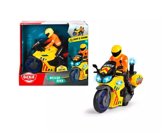 Ігровий набір Dickie Toys Мотоцикл Рятувальний патруль з фігуркою, зі звук. та світл. ефектами 17 см (3712030)