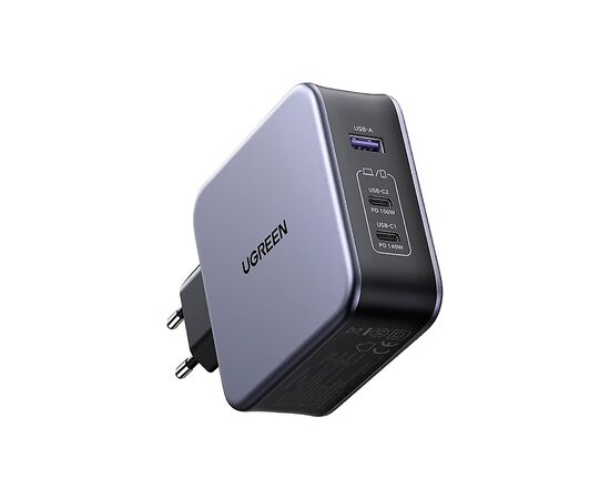 Зарядное устройство Ugreen 3xUSB 140W (2хUSB-C+USB-A) Gan CD289 with C to C Cable 1.5m (90549), изображение 2 Зарядное устройство Ugreen 3xUSB 140W (2хUSB-C+USB-A) Gan CD289 with C to C Cable 1.5m (90549), изображение 2