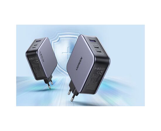 Зарядное устройство Ugreen 3xUSB 140W (2хUSB-C+USB-A) Gan CD289 with C to C Cable 1.5m (90549), изображение 4 Зарядное устройство Ugreen 3xUSB 140W (2хUSB-C+USB-A) Gan CD289 with C to C Cable 1.5m (90549), изображение 4