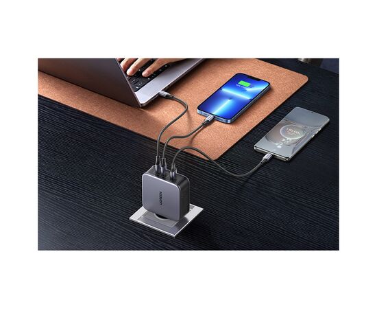 Зарядное устройство Ugreen 3xUSB 140W (2хUSB-C+USB-A) Gan CD289 with C to C Cable 1.5m (90549), изображение 5 Зарядное устройство Ugreen 3xUSB 140W (2хUSB-C+USB-A) Gan CD289 with C to C Cable 1.5m (90549), изображение 5