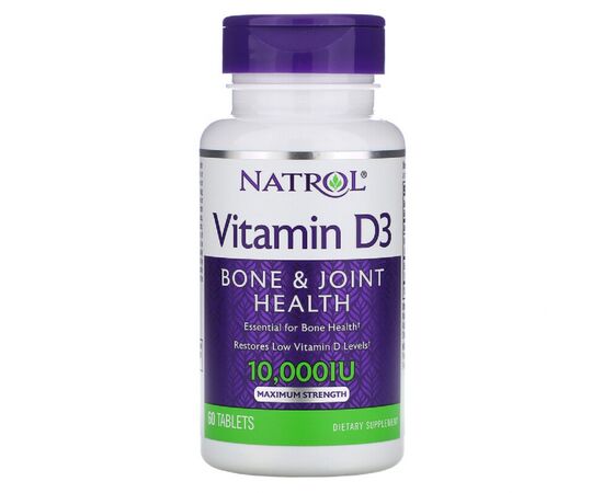Вітамін Natrol Вітамін D3, Максимальна Сила Дії, 10 000 МЕ, 60 таблетки (NTL-06014)