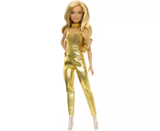 Лялька Barbie Модниця в золотистому комбінезоні (HRH19)