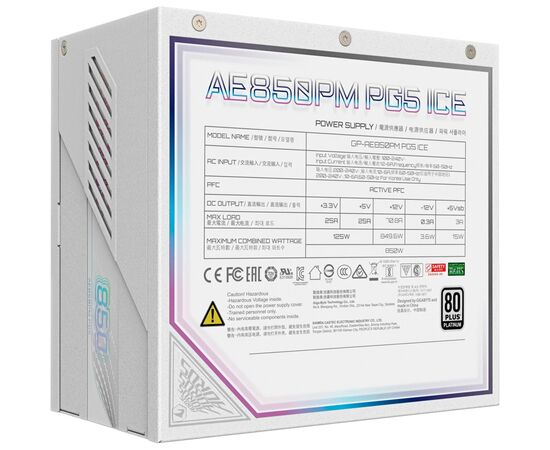 Блок питания GIGABYTE 850W (GP-AE850PM PG5 ICE), изображение 2 Блок питания GIGABYTE 850W (GP-AE850PM PG5 ICE), изображение 2