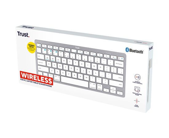 Клавиатура Trust Basics Bluetooth UA White (25486), изображение 4 Клавиатура Trust Basics Bluetooth UA White (25486), изображение 4