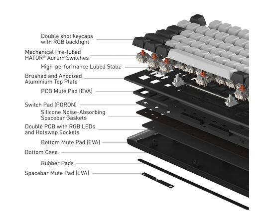 Клавиатура Hator Gravity TKL Orange USB Black (HTK560UA), изображение 2 Клавиатура Hator Gravity TKL Orange USB Black (HTK560UA), изображение 2