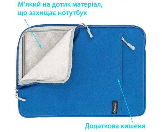 Чехол для ноутбука Grand-X 15.6'' Blue (SL-15B), изображение 3 Чехол для ноутбука Grand-X 15.6'' Blue (SL-15B), изображение 3