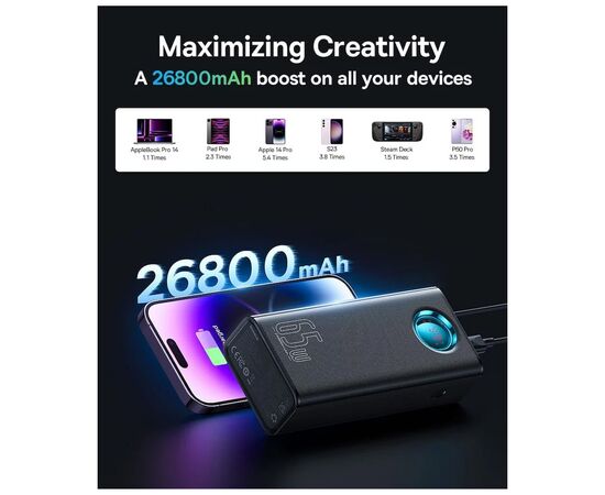 Батарея универсальная Baseus Amblight 26800mAh 65W OE, black (P10022402113-00), изображение 11 Батарея универсальная Baseus Amblight 26800mAh 65W OE, black (P10022402113-00), изображение 11