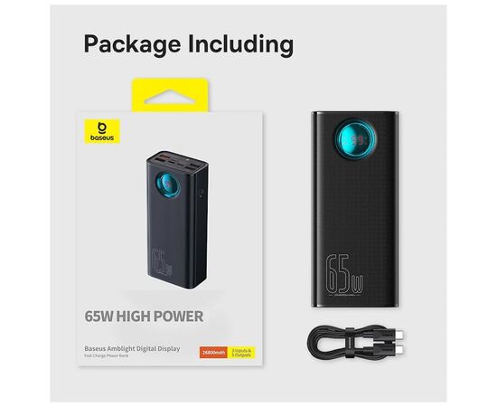 Батарея универсальная Baseus Amblight 26800mAh 65W OE, black (P10022402113-00), изображение 8 Батарея универсальная Baseus Amblight 26800mAh 65W OE, black (P10022402113-00), изображение 8