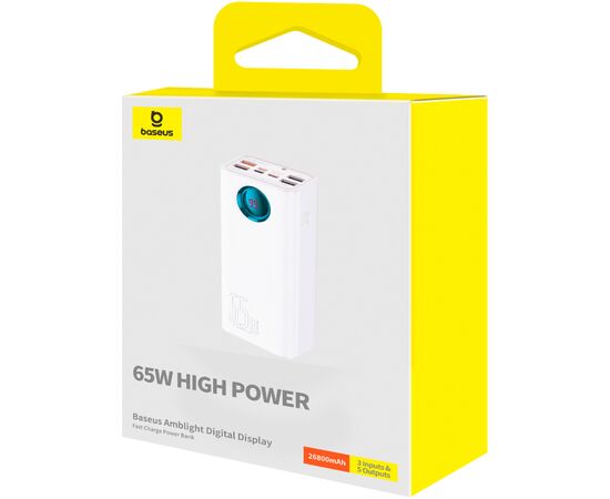 Батарея универсальная Baseus Amblight 26800mAh 65W OE, white (P10022402223-00), изображение 6 Батарея универсальная Baseus Amblight 26800mAh 65W OE, white (P10022402223-00), изображение 6