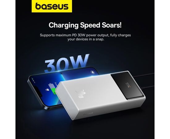 Батарея универсальная Baseus Star-Lord 20000mAh 30W OE, white (P10022904213-00), изображение 10