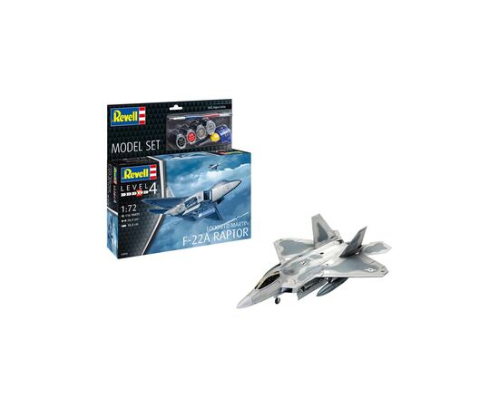 Сборная модель Revell Самолет Lockheed Martin F-22A Raptor уровень 4 масштаб 1:72 (RVL-63858)