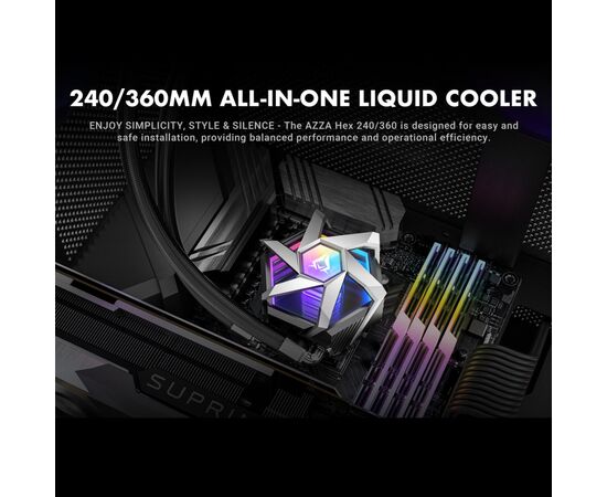 Система жидкостного охлаждения Azza HEX 240 (LCAZ-240H-ARGB), изображение 5 Система жидкостного охлаждения Azza HEX 240 (LCAZ-240H-ARGB), изображение 5