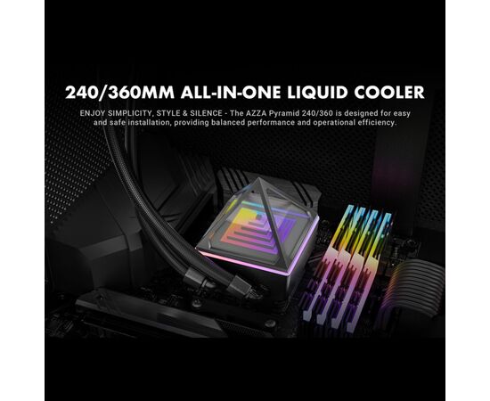 Система жидкостного охлаждения Azza PYRAMID 240 (LCAZ-240Y-ARGB), изображение 5 Система жидкостного охлаждения Azza PYRAMID 240 (LCAZ-240Y-ARGB), изображение 5