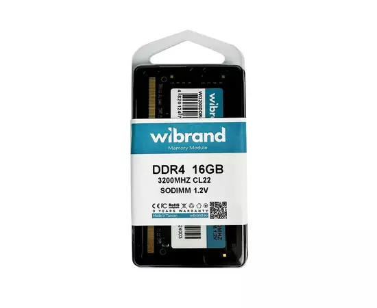 Модуль памяти для ноутбука SoDIMM DDR4 16GB 3200 MHz Wibrand (WI3200DDR4S/16GB), изображение 3 Модуль памяти для ноутбука SoDIMM DDR4 16GB 3200 MHz Wibrand (WI3200DDR4S/16GB), изображение 3