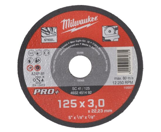 Круг отрезной Milwaukee по металлу, SC 41/125х3 PRO+, 125мм (4932451492)